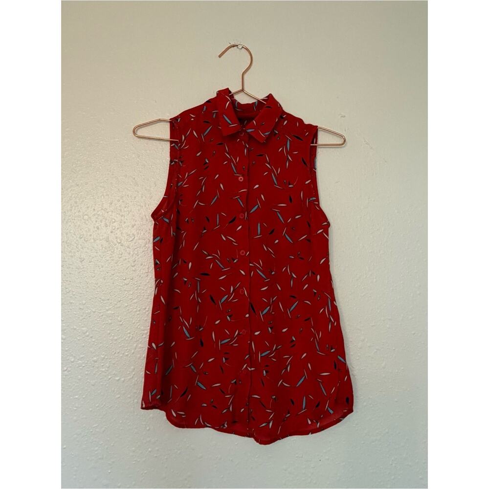 Banana Republic Red Sleeveless Printed Top classic fit - Picture 2 of 6